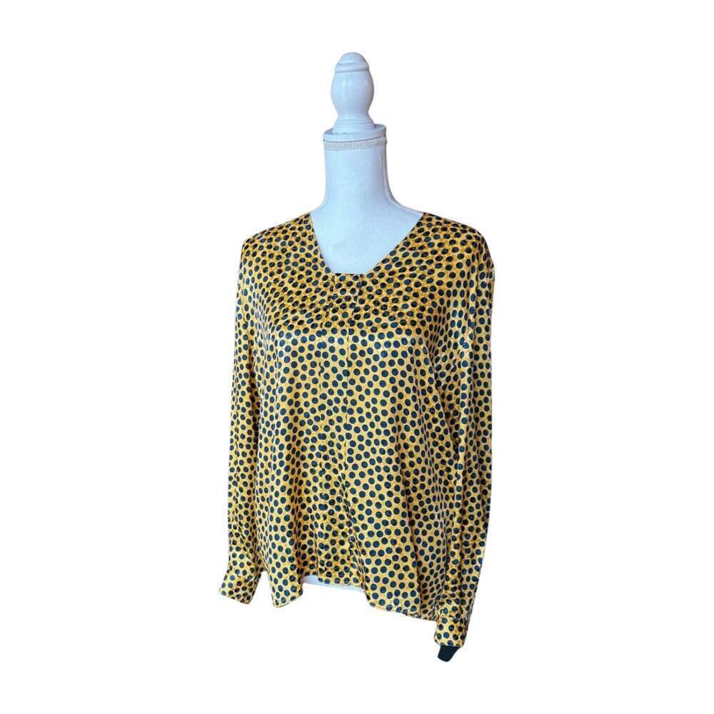 Vintage Valentino Miss V 100% Silk Polka Dot Blouse, Size 10 (44)